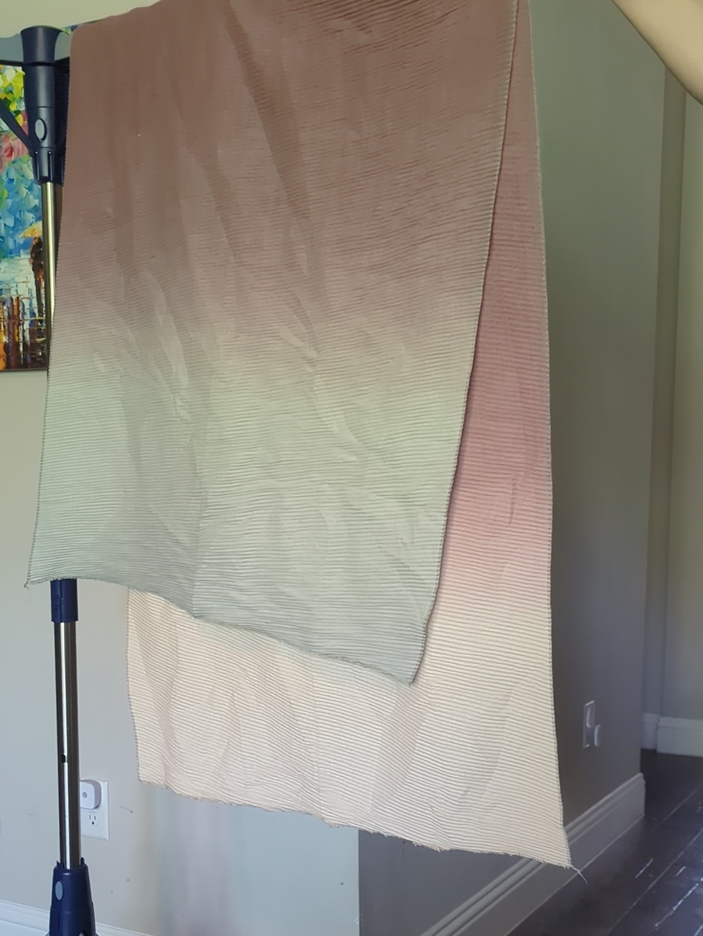Ombre Two-Tone Striped Curtain Panel in Pink and Cream #1